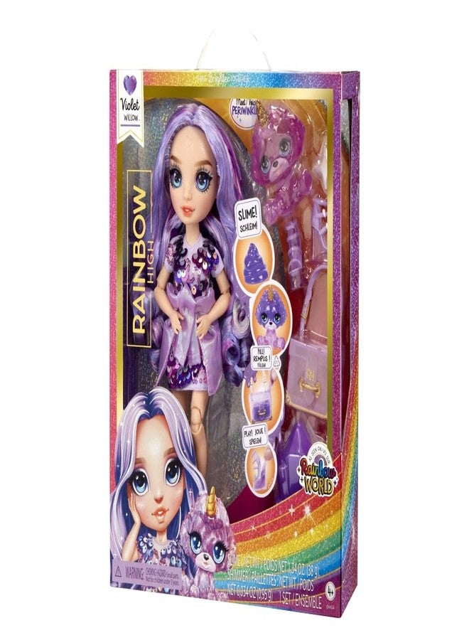 Rainbow High Fashion Doll with Slime & Pet - Violet (Purple) - 28 cm Shimmer Doll with Sparkle Slime, Magical Pet and Fashion Accessories - Kids Toy - Great for Ages 4-12 Years - Image 4